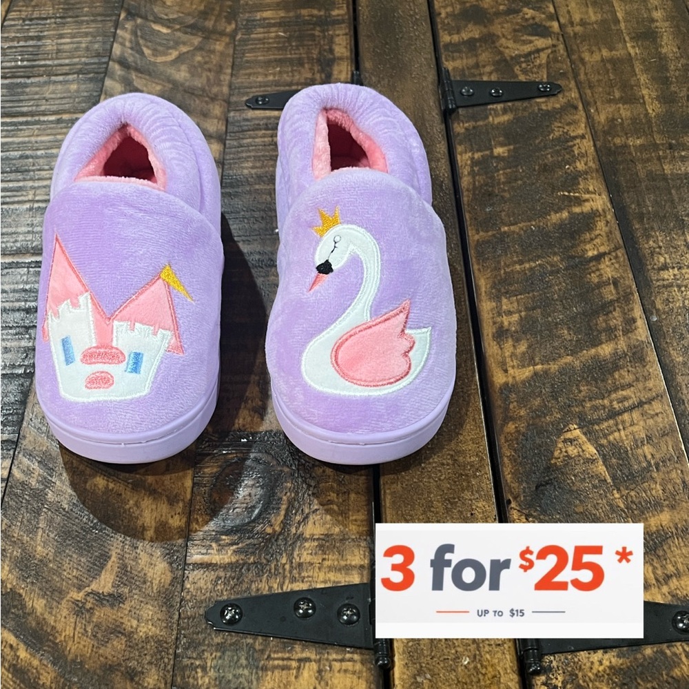 Purple Kids Shoes with Swan and Castle Design